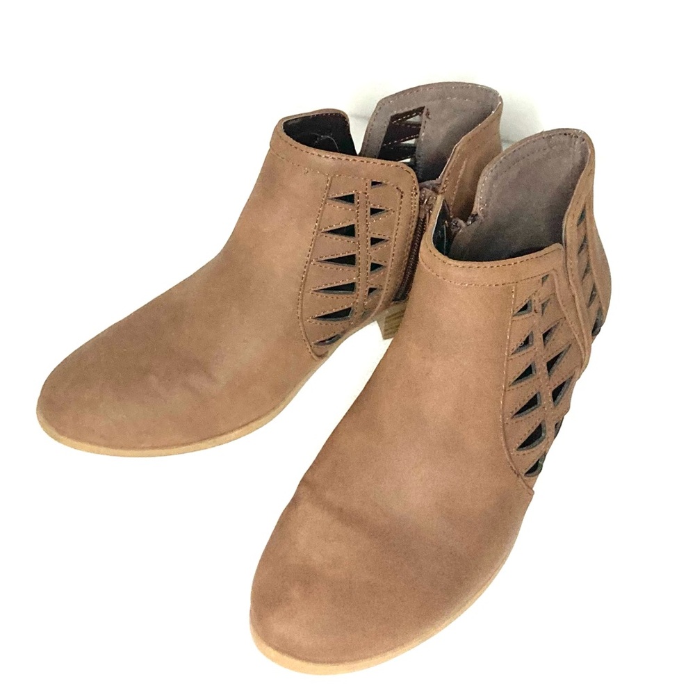Stylish Brown Ankle Booties with Cut-Out Design